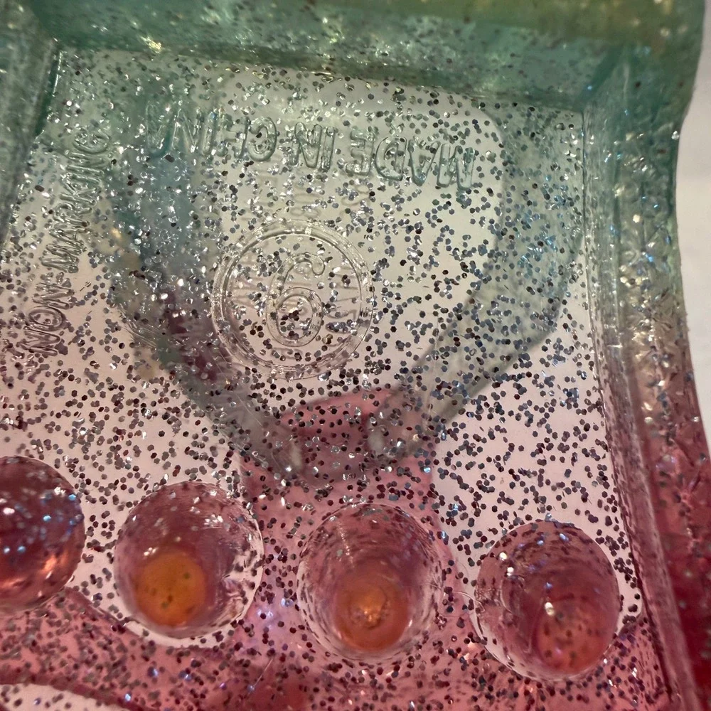 Girls Pink Green Ombre Glitter‎ Jelly Sandals Fisherman Cage Shoes Size 6